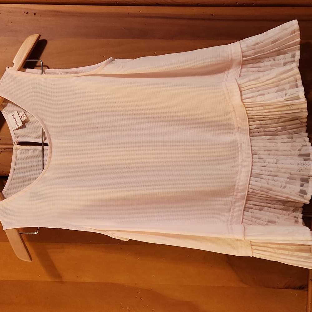 Merona Light Pink Sleeveless Blouse with Pleated Lace Trim